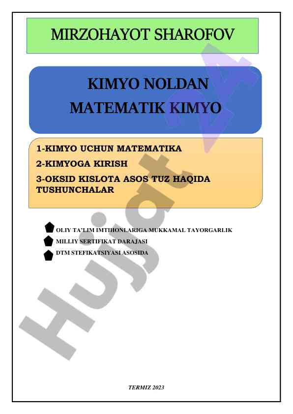 Kimyo uchun matematikani o‘rganish