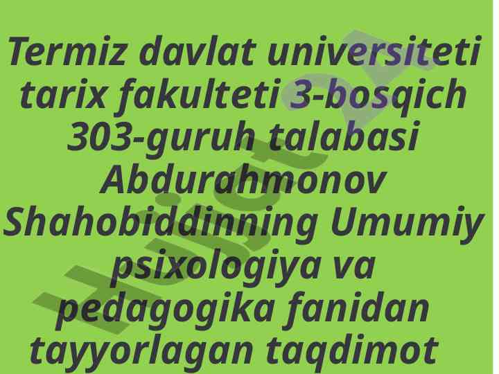 Psixologiya va pedagogika testlari taqdimoti