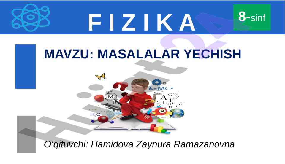 Elektr zaryad masalalarini yechish ushullari