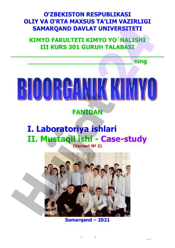 Oqsillar kimyosi laboratoriya mashg‘ulotlari