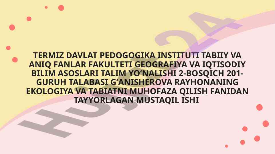 Xalq og'zaki ijodida ekologiyaga oid masalalar