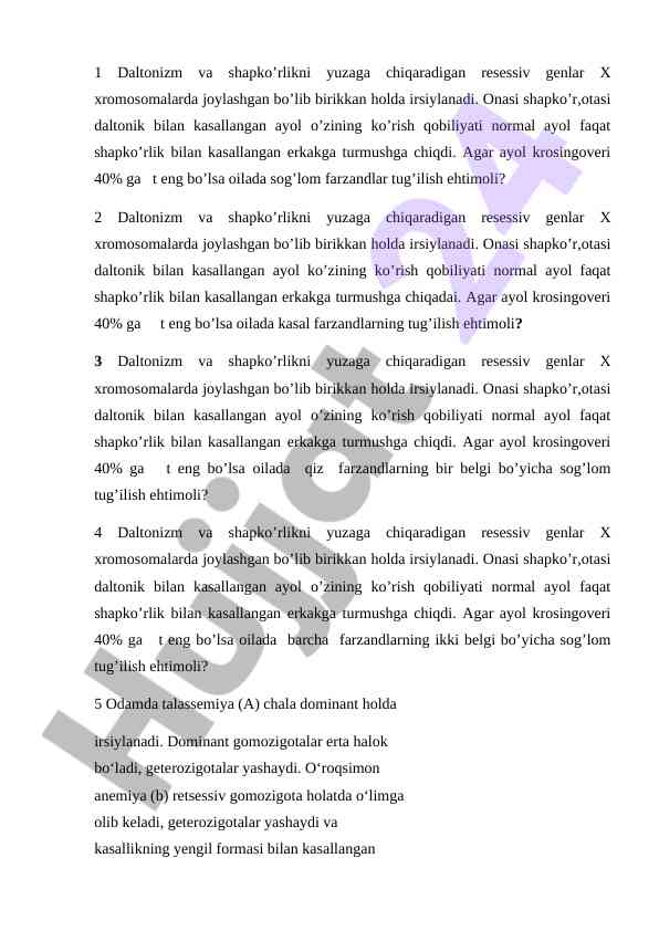 Daltonizm va shapko’rlikni o’rganish mavzusi