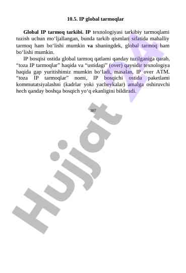 Global ip tarmoqlar va ularning tuzilishi