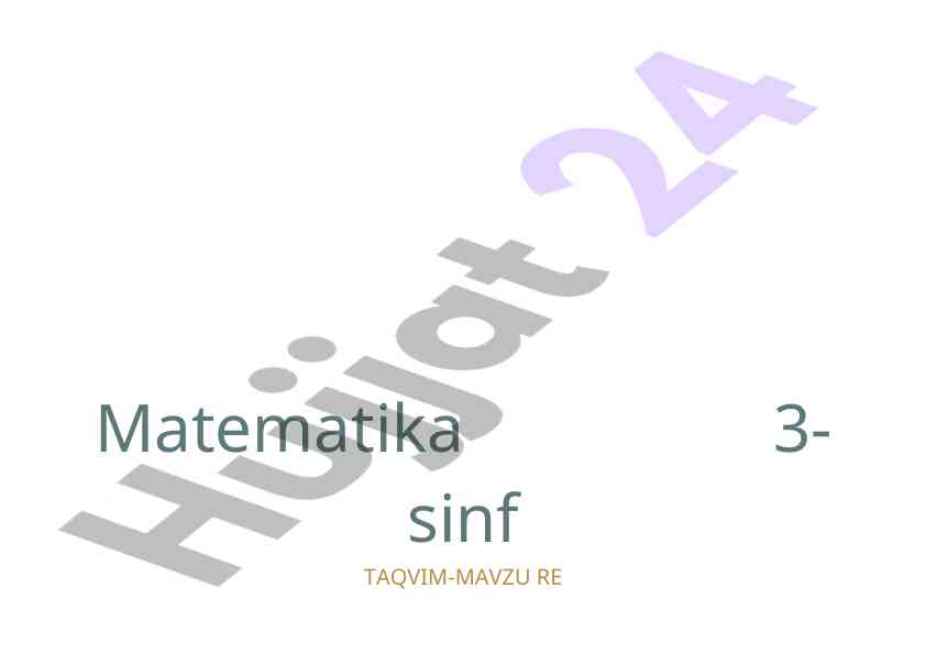 Matematika 3-sinf ta'lim rejasi