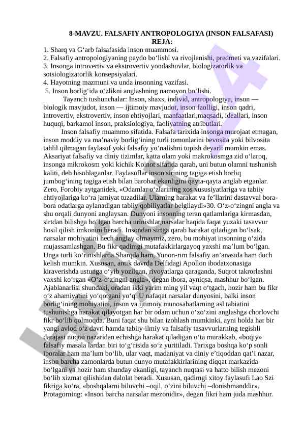 Falsafiy antropologiya va inson muammolari
