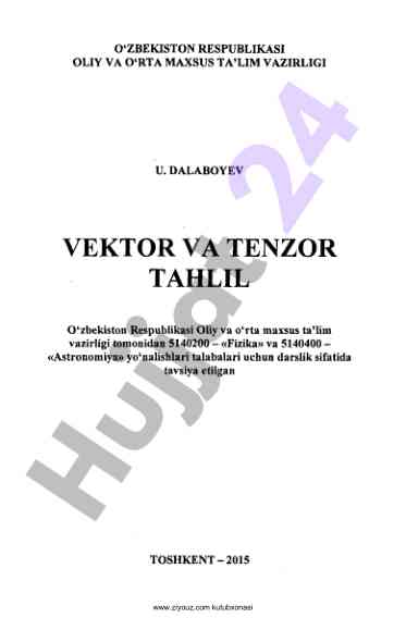 Vektor va tenzor tahlil darsligi