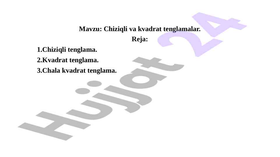 Chiziqli va kvadrat tenglamalar tahlili