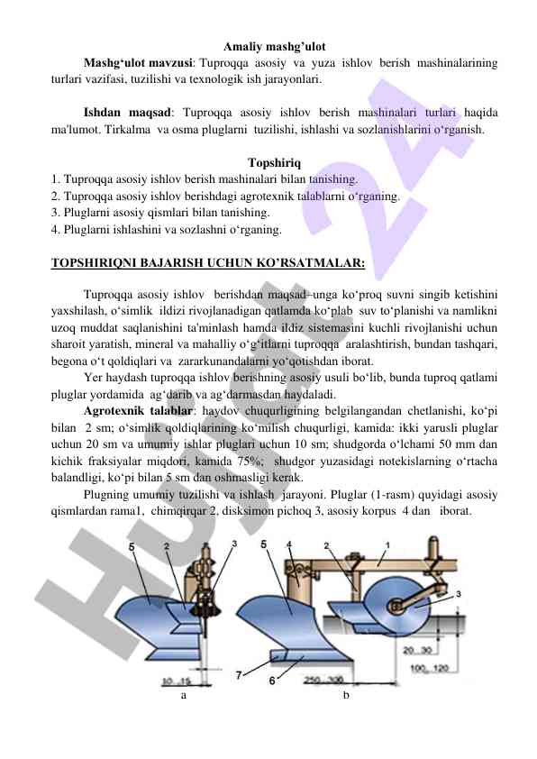 Tuproqqa asosiy ishlov berish mashinalari turlari
