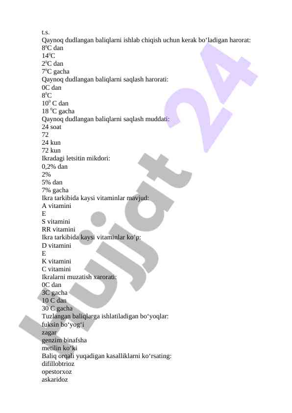 Qaynoq dudlangan baliqlarni ishlab chiqish harorati