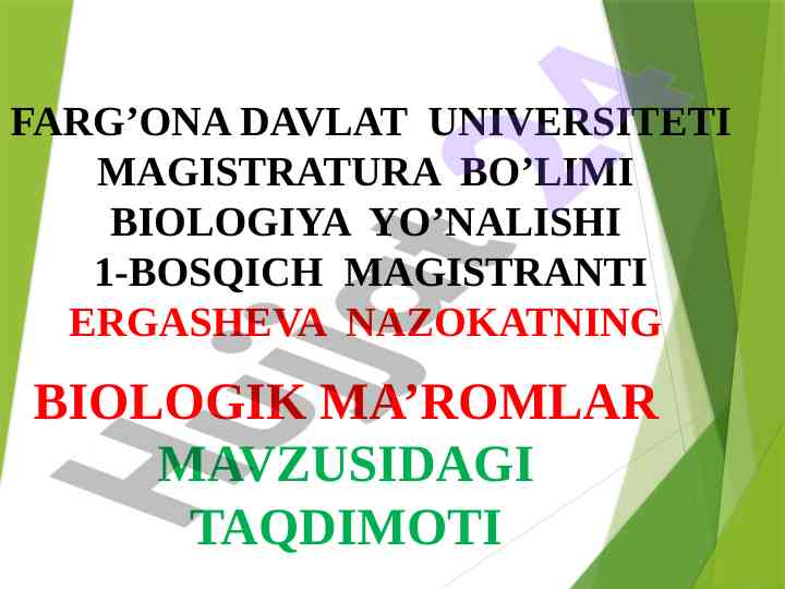 Biologik ma'romlar va ularni o'zgarishdaru
