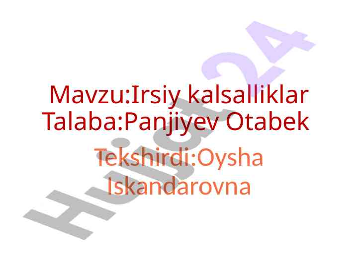 Irsiy kalsalliklar tahlili va natijalari