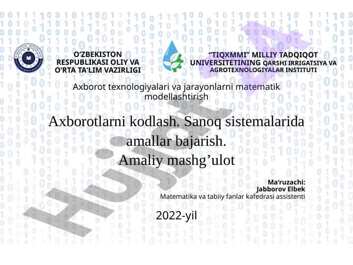 Axborotlarni kodlash va matematik modellashtirish