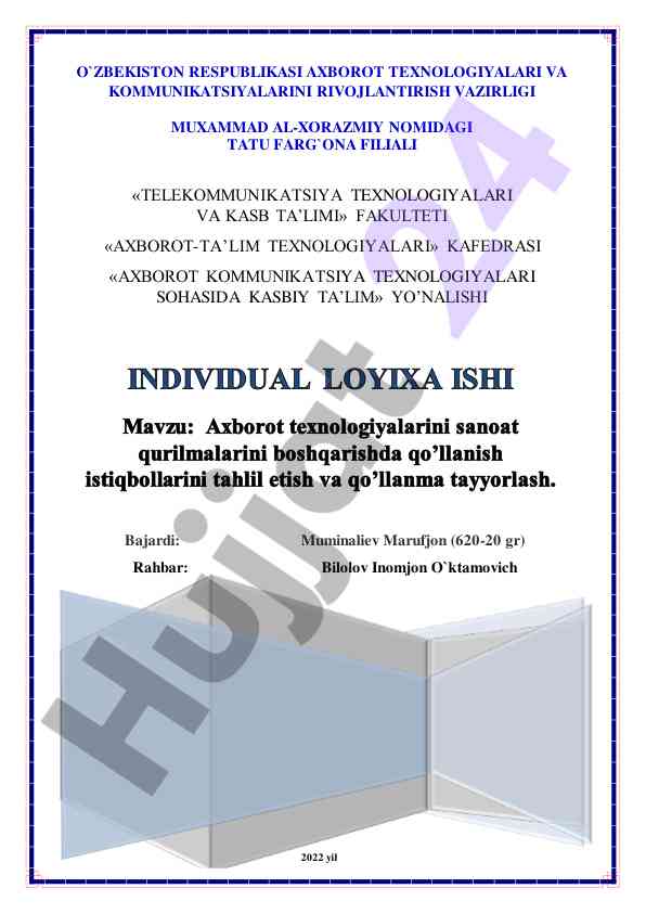 Axborot texnologiyalarini sanoat boshqaruvida tahlil