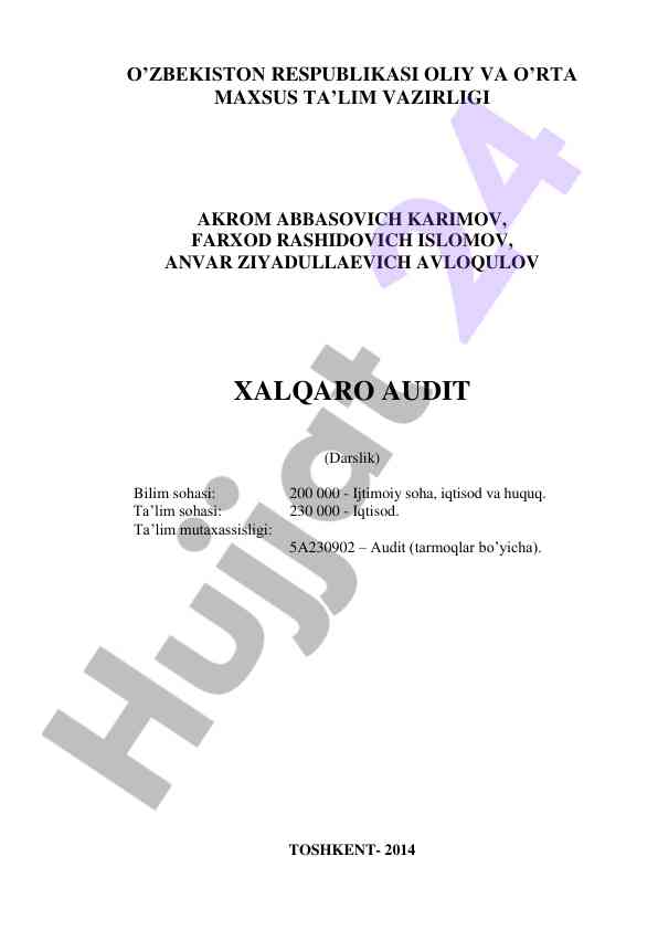 Xalqaro audit darslik ijtimoiy iqtisodda
