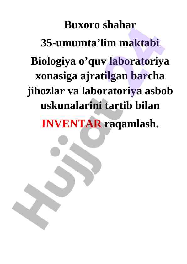 Biologiya o‘quv laboratoriyasida jihozlarni raqamlash