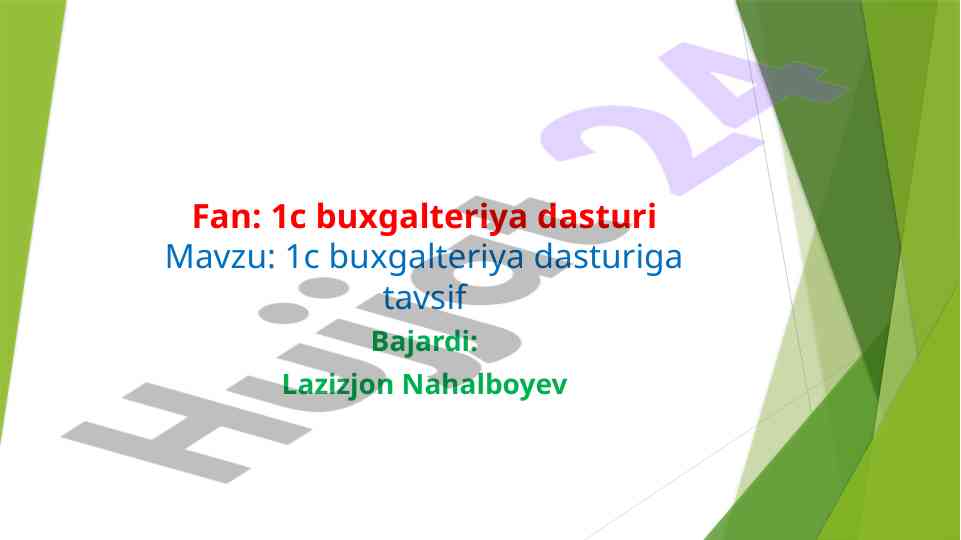 1c buxgalteriya dasturiga tavsif va foydalanish