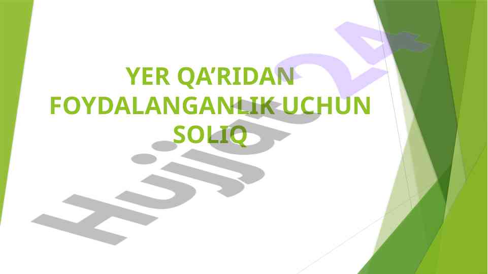 Yer qa’ridan foydalanganlik uchun soliq reja