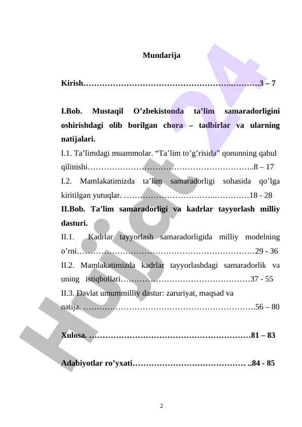 O'zbekistonda ta'lim samaradorligini oshirish