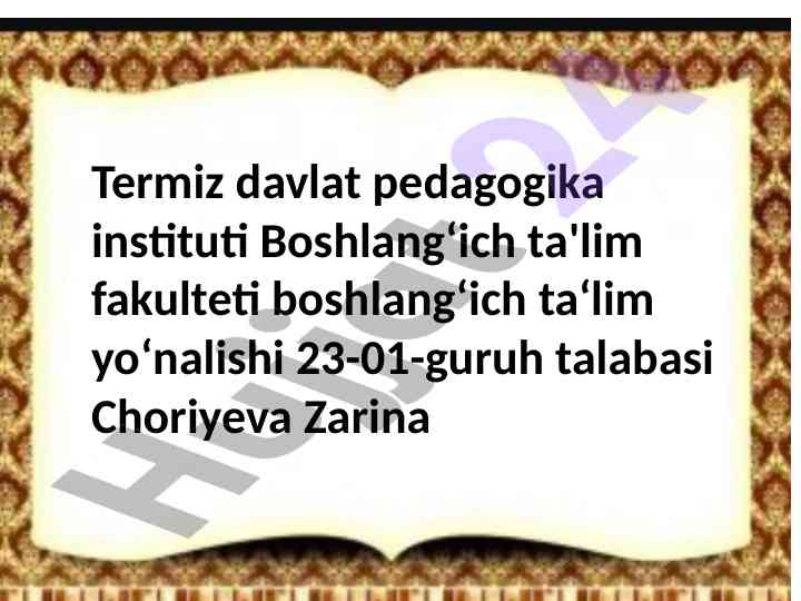 Umumiy psixologiya bo‘yicha sezgi mavzusi