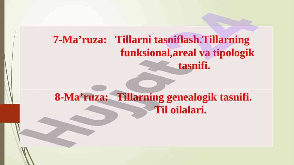 Tillarni tasniflash va funktsional tahlil