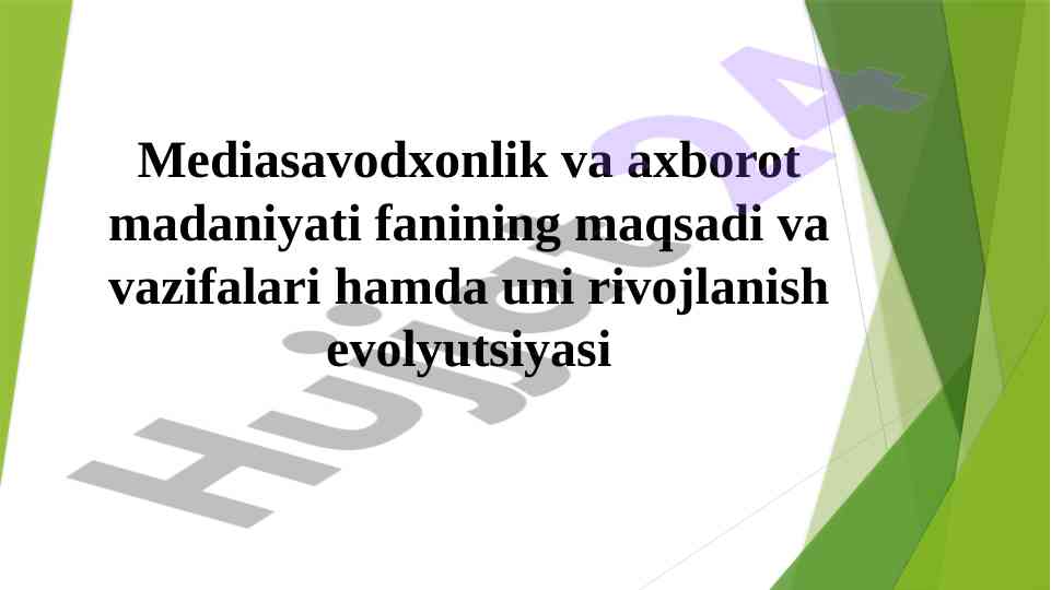 Mediasavodxonlik va axborot madaniyati mavzusi