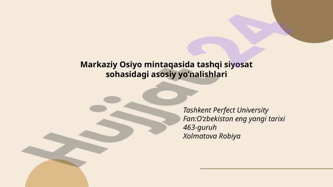 Markaziy osiyoda tashqi siyosat va xavfsizlik