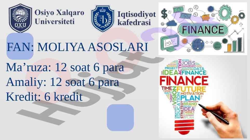 Moliyaviy rejalashtirish va bashoratlash asoslari