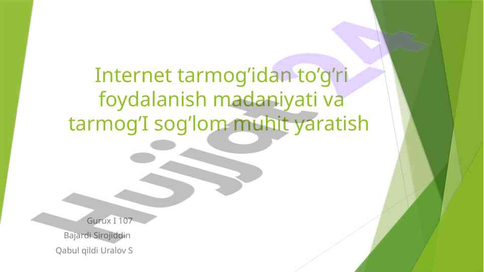 Internet tarmog'idan to'g'ri foydalanish madaniyati