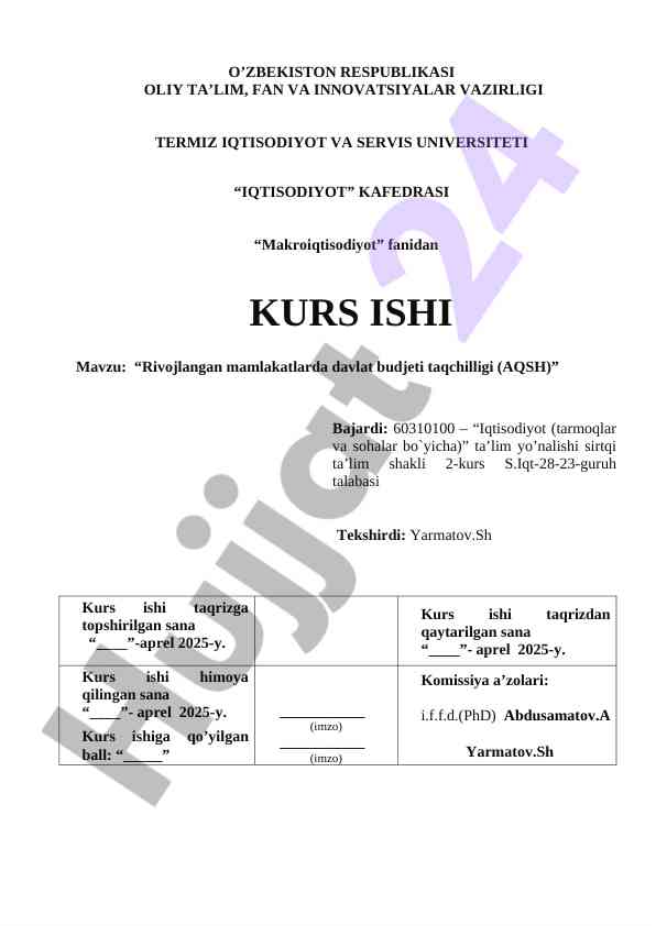 Rivojlangan mamlakatlarda davlat budjeti taqchilligi