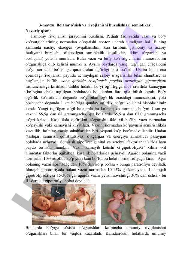 Bolalar o’sishi va rivojlanishi buzilishlari semiotikasi