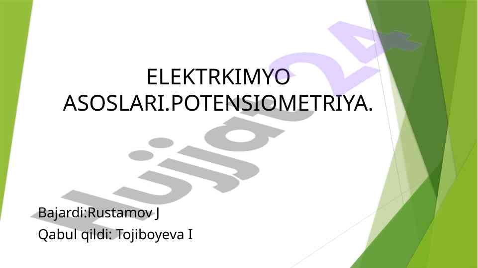 Potensiyometrik o'lchovlar va tibbiyotdagi o'rni
