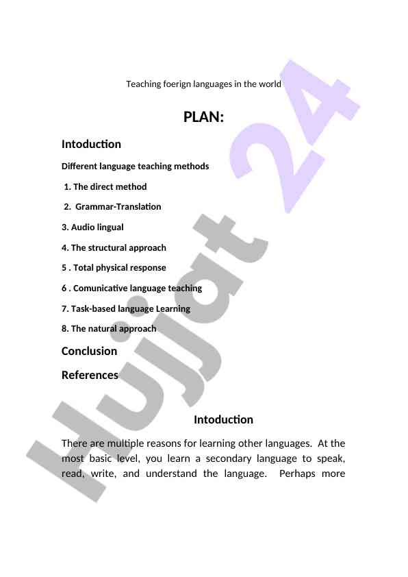 Teaching foreign languages and their methods overview