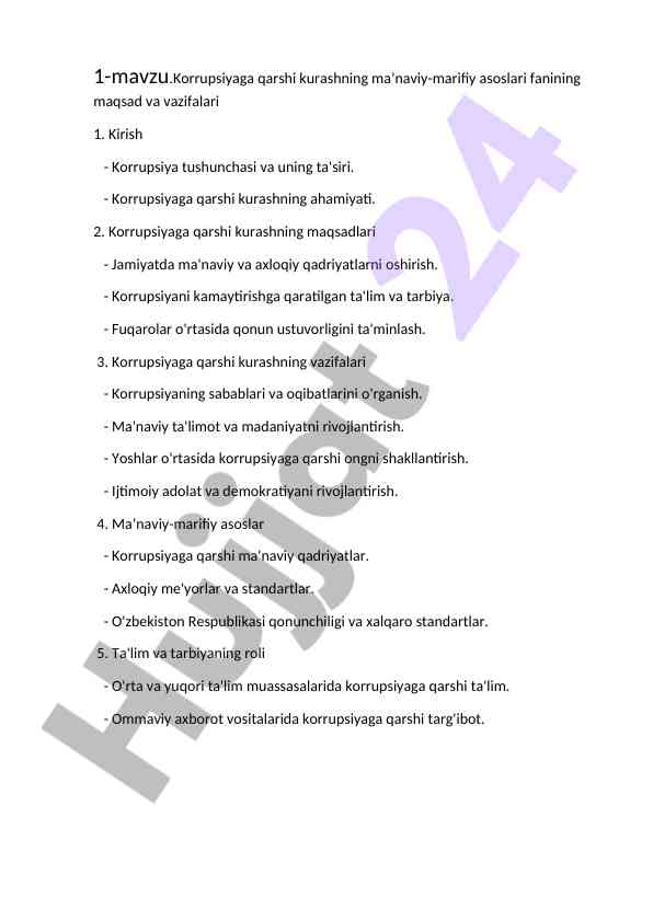 Korrupsiyaga qarshi kurashning ma’naviy-asoslari