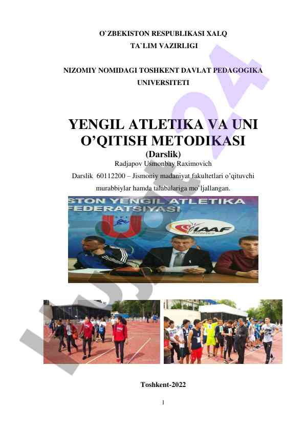 Yengil atletika va uni o‘qitish metodikasi darsligi