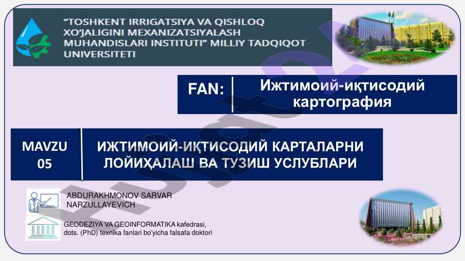 Ijтимоий-iqtisodiy kartalarni loyihalash usullari