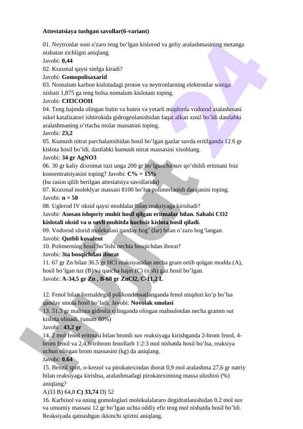 Attestatsiya savollari 6-variant
