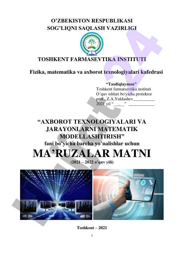 Axborot texnologiyalari va jarayonlarni matematik modellashtirish