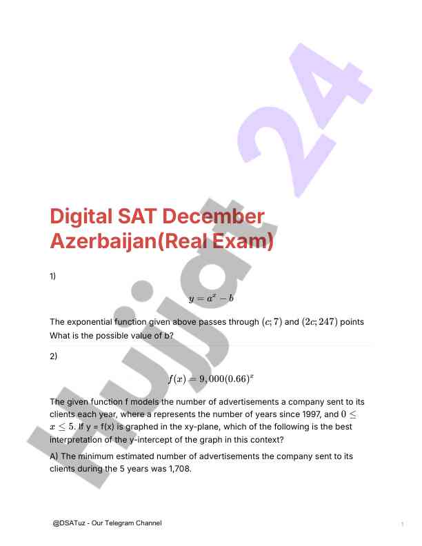 Digital sat december azerbaijan exam analysis
