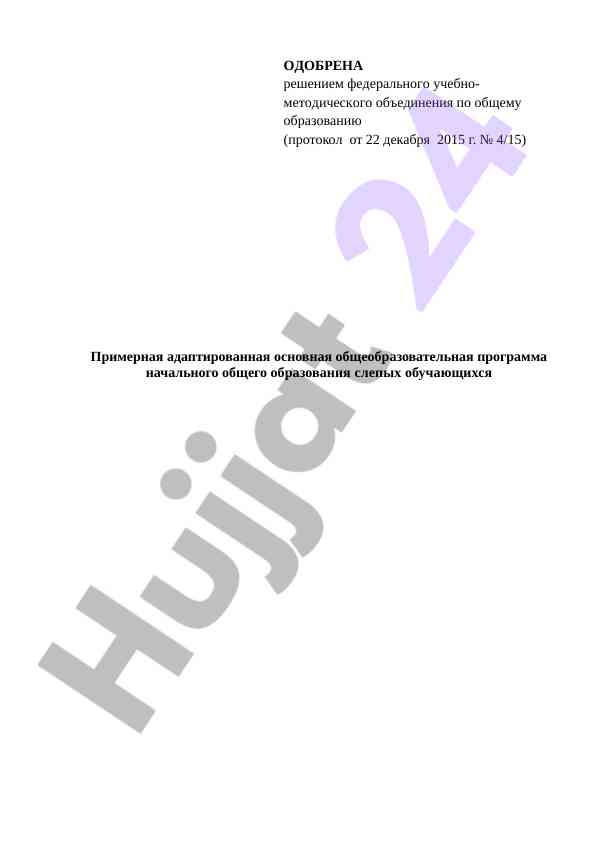Адаптированная образовательная программа для слепых