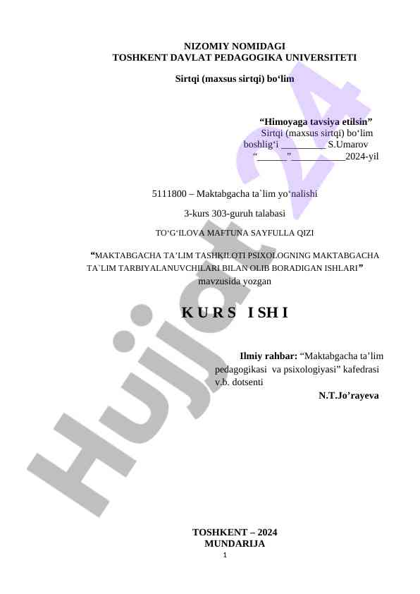 Maktabgacha ta'lim tashkiloti psixologiyasi
