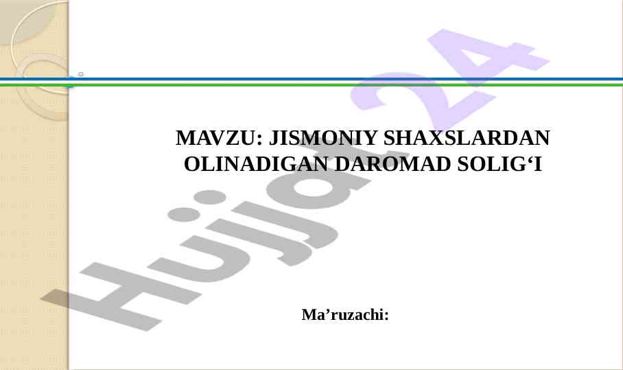 Daromad solig‘i: jismoniy shaxslar uchun tahlil
