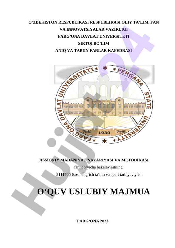 Jismoniy tarbiya nazariyasi va metodikasi