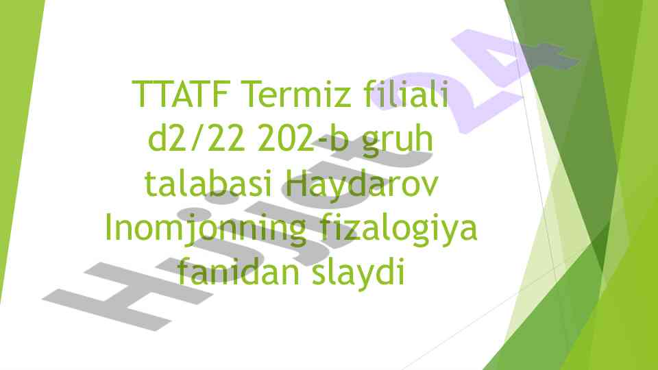 Nafas fiziologiyasi va gazlar transporti