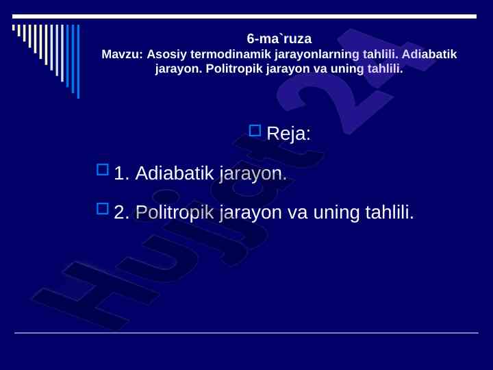 Asosiy termodinamik jarayonlarning tahlili