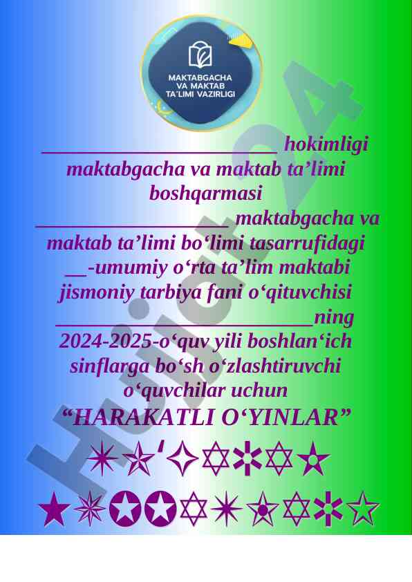 Harakatli o'yinlar to'garak a'zolari haqida ma'lumot