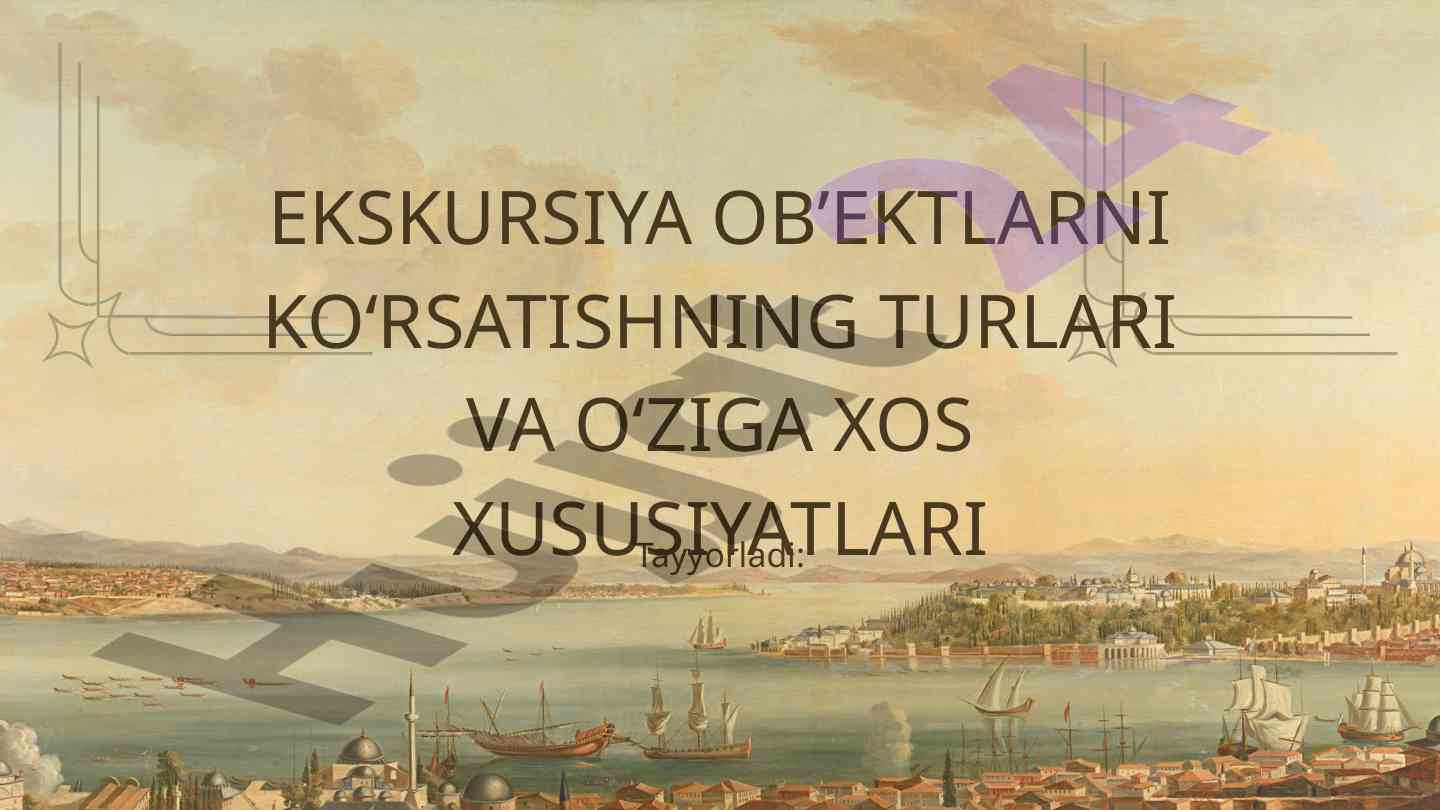 Ekskursiya ob’ektlarini ko‘rsatishning turlari
