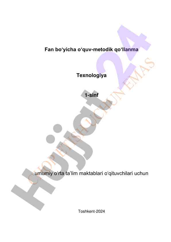 Texnologiya o‘quv-metodik qo‘llanma 1-sinf uchun