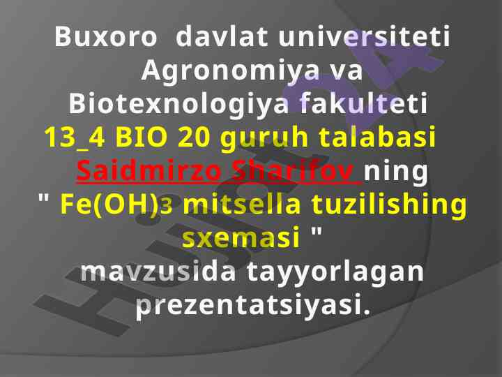 Fe(oh)3 mitsella tuzilishini o‘rganish