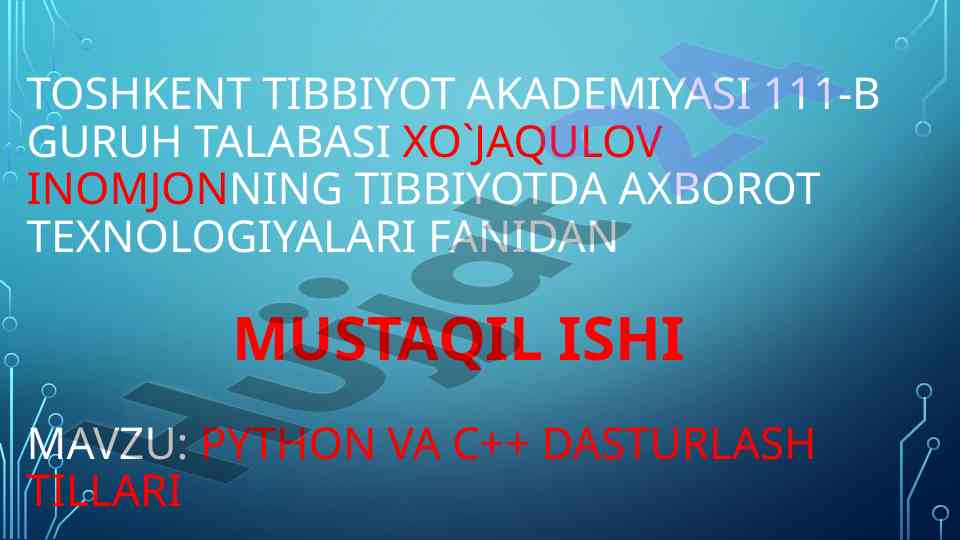 Dasturlash tillari: python va c++ haqida mustaqil ish