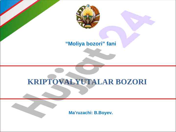 Kriptovalyutalar bozori va blokcheyn texnologiyalari